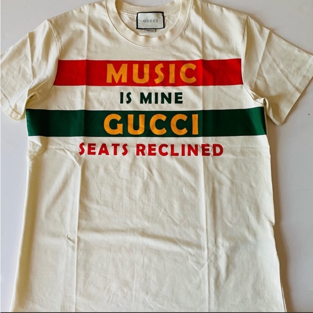Auth GUCCI Men T - Shirt Sz M Ivory Great Condition